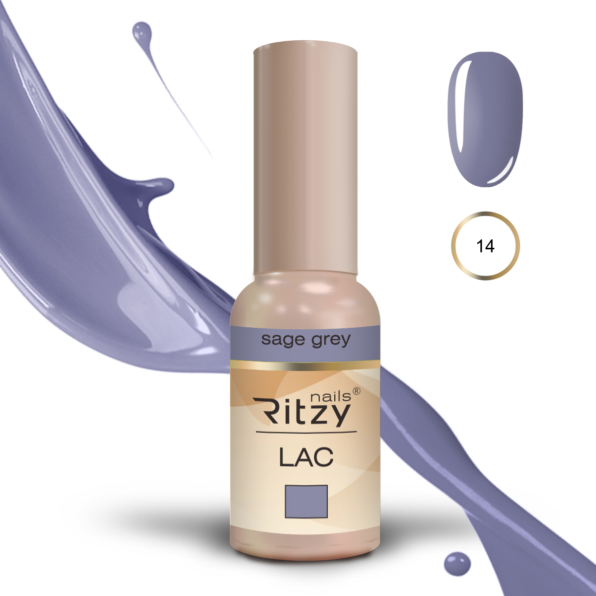 Ritzy Lac 14 Sage grey gēla laka 9 ml